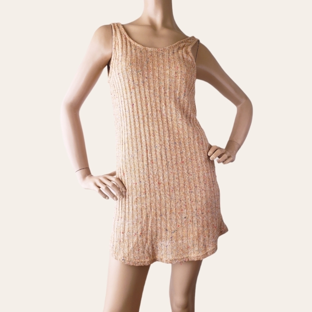 The Hanger (@NastyGal) Yellow Rib Knit Tunic Tank Dress With Multicolored Specks